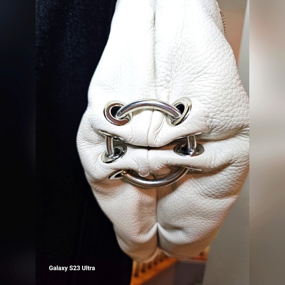 MICHAEL Michael Kors Ivory Leather Double Pocket Zip Hobo - Picture 14 of 16